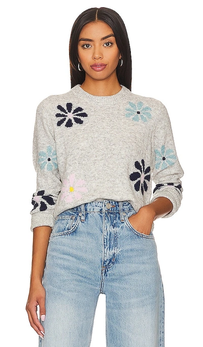 Rails Anise Intarsia-knit Floral Sweater In Grey