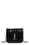 Saint Laurent Vicky Small Quilted Patent Chain Shoulder Bag In Noir