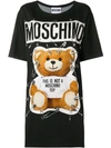 Moschino Bear Logo T-shirt Dress In Black