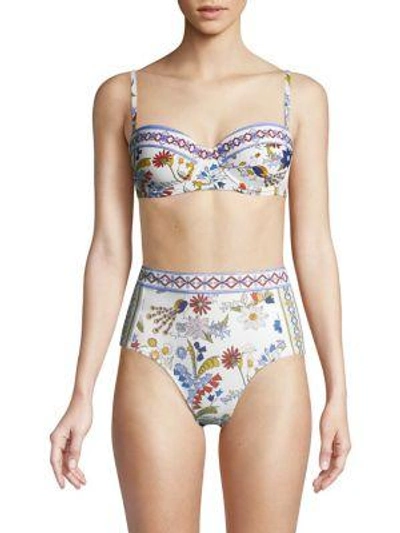 Tory Burch Meadow Folly Printed Bikini Top In Ivory Meadow Folly