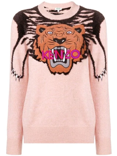 Kenzo Claw Tiger Logo Crewneck Sweater In Sable