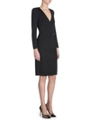 Giorgio Armani Long-sleeve V-neck Drape Dress In Black