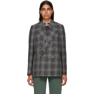 Acne Studios Double-breasted Prince Of Wales-checked Blazer In Black