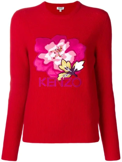 Kenzo Indonesian Flower Sweater In Red