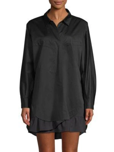 Opening Ceremony Seamed Button-front Blouse In Black