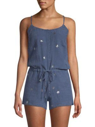 Bella Dahl Linen Tie-waist Romper In Denim Blue