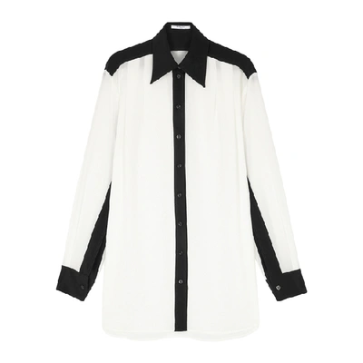 Givenchy Black And Off-white Crepe De Chine Shirt In White And Black