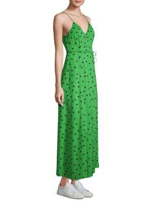 ganni green polka dot dress