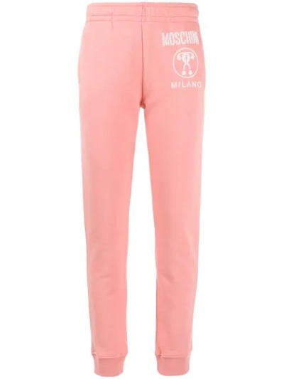 Moschino Printed Cotton-jersey Track Pants In Pink