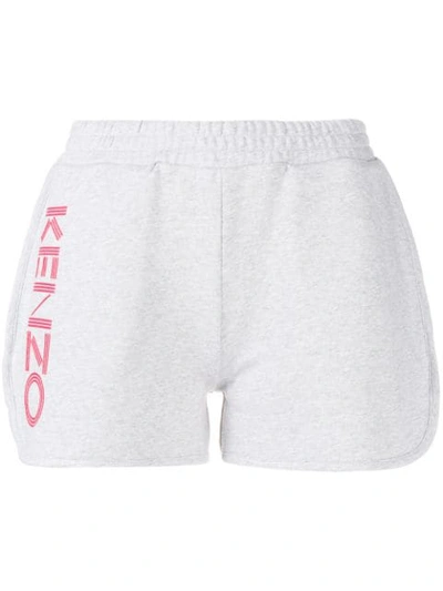 Kenzo Logo Fitted Shorts In Pale Grey
