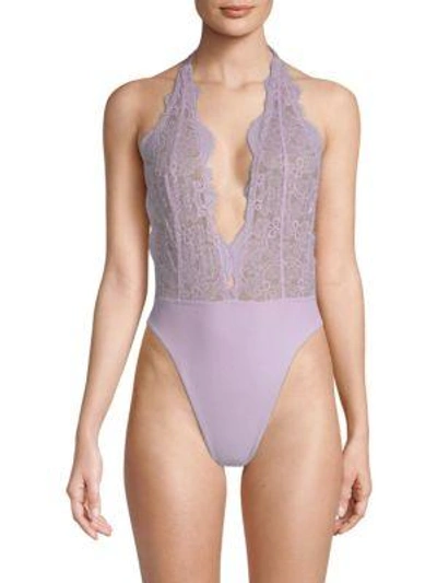 Les Coquines Marilelle Lace Bodysuit In Lavender