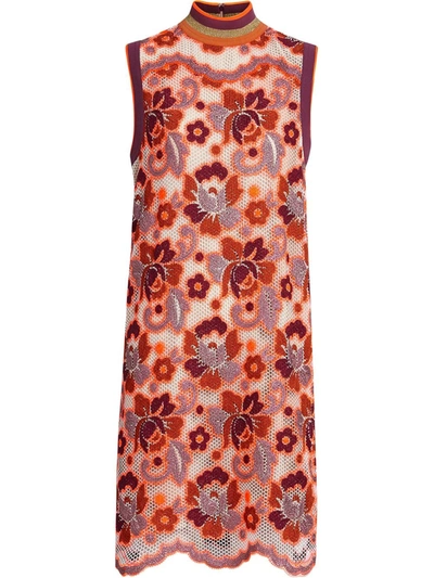 Burberry Edna Floral Crochet Shift Dress In Multicolour