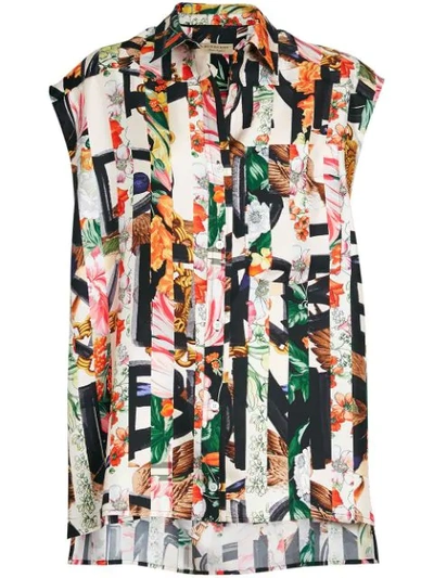 Burberry Archive Scarf Print Silk Sleeveless Shirt In Multicolour