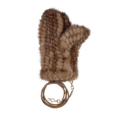 Max Mara Nevada Knitted Fur Gloves In Nude &amp; Neutrals