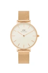 Daniel Wellington Petite Melrose Mesh Bracelet Watch, 36mm In White/rose Gold