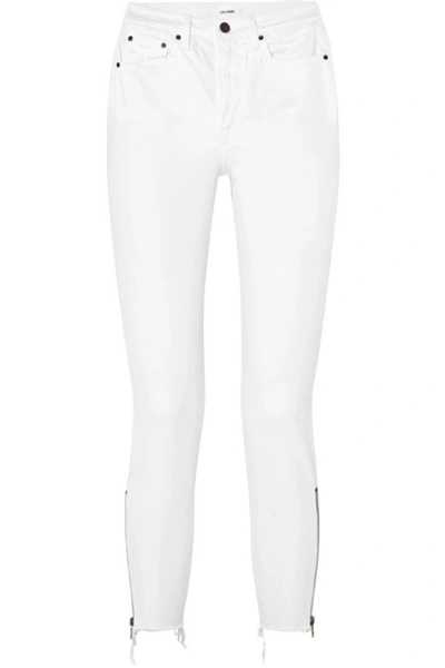 Grlfrnd Kendall Distressed High-rise Skinny Jeans In White