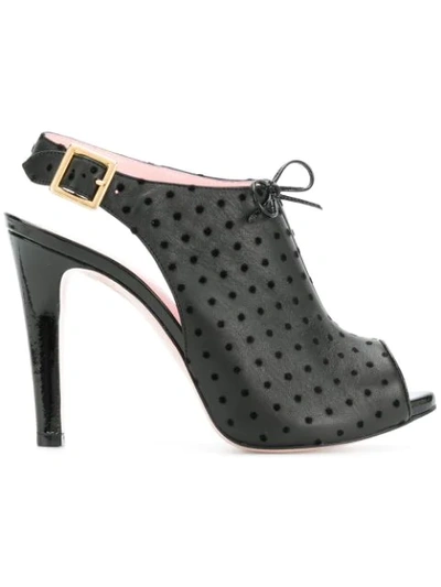 Red Valentino Polka Dot Slingback Sandals In Black