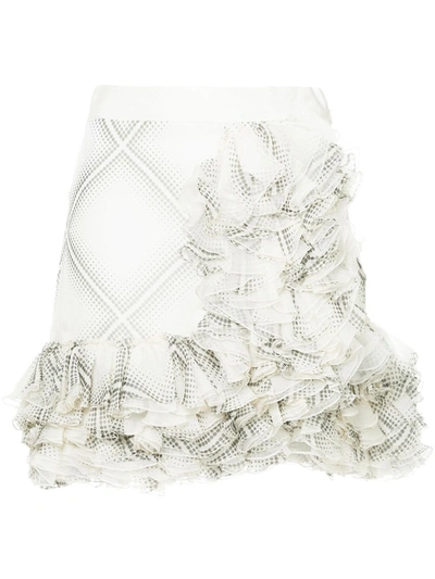 Giambattista Valli Flamenco-style Short Ruffle Skirt In White