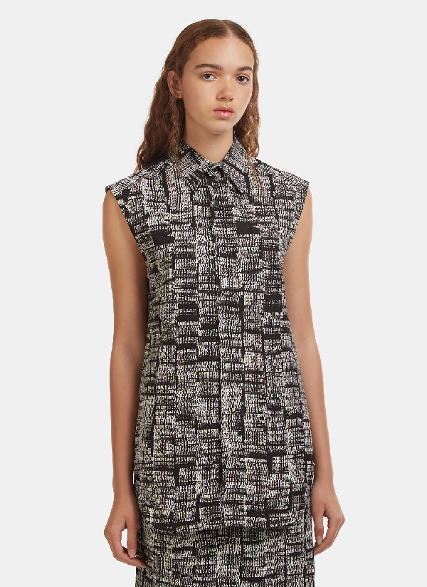 Wales Bonner Opening Ceremony Poetry Print Sleeveless Shirt In Black Modesens