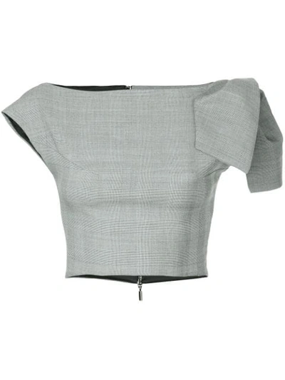 Maticevski Cropped Plaid Top In Grey ,black