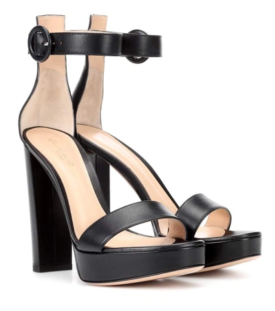 Gianvito Rossi Exclusive To Mytheresa.com - Portofino Plateau Leather Sandals In Black