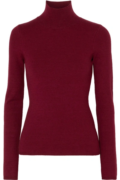 Victoria Beckham Cashmere-blend Turtleneck Sweater In Burgundy