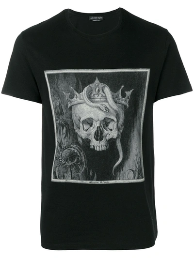 Alexander Mcqueen Crowned Skull T-shirt In White