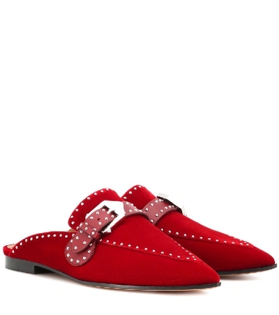 Givenchy Elegant Studded Velvet Loafer Mule In Red