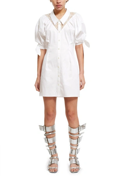 Opening Ceremony Lace Yoke Sateen Shirtdress In White