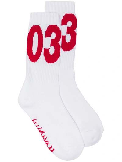 032c White And Red Big Logo Cotton Socks
