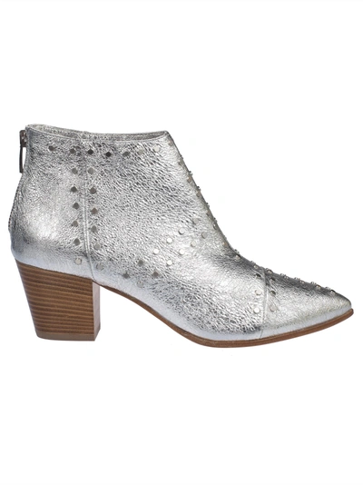 Janet & Janet Studded Ankle Boots In Silver
