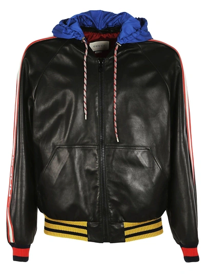 Gucci Hooded Bomber Jacket In Black Pacific