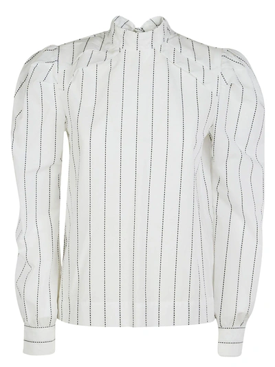 Msgm Striped Button-back Blouse In White