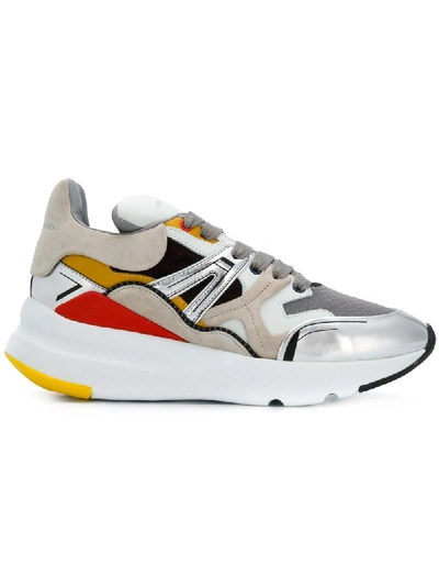 Alexander Mcqueen Runner Raised-sole Low-top Suede Trainers In White/multicolor