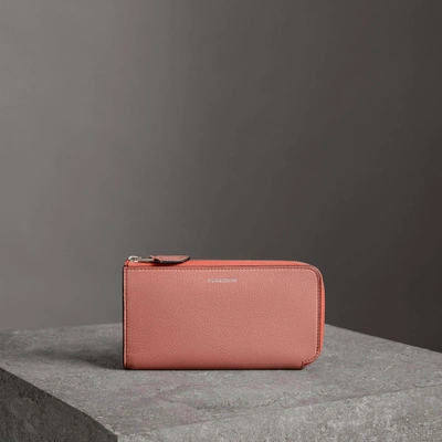 Burberry Two-tone Leather Ziparound Wallet And Coin Case In Dusty Rose
