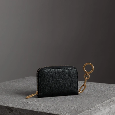 Burberry Link Detail Leather Ziparound Wallet In Black