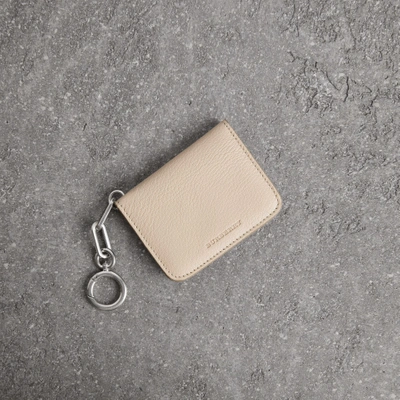 Burberry Link Detail Leather Id Card Case Charm In Stone