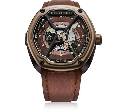 Dietrich Montres Homme O. Time-5 316l Montre Marron En Acier Inoxydable