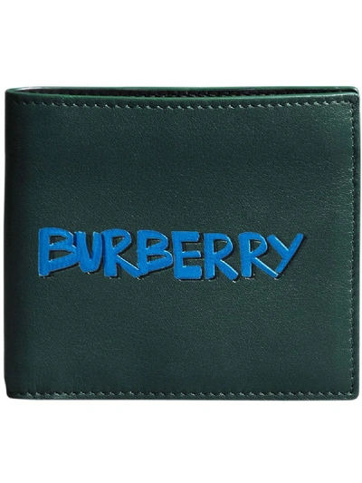 Burberry Graffiti Print Leather International Bifold Wallet In