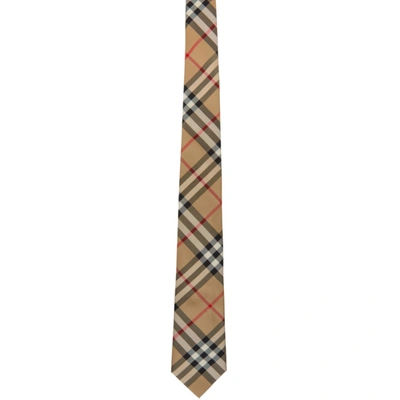 Burberry Modern Cut Vintage Check Silk Tie In Beige