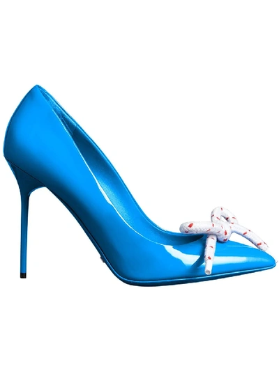 Burberry The Patent Leather Rope Stiletto In Blue