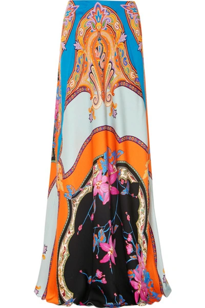 Etro Milano Crepe High-rise Maxi Skirt In Blue