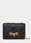 Versace Large Quilted Icon Shoulder Bag In Black