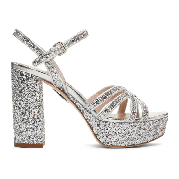 silver glitter platform shoes