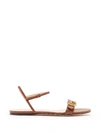 Gucci Marmont Leather Sandals In Tan