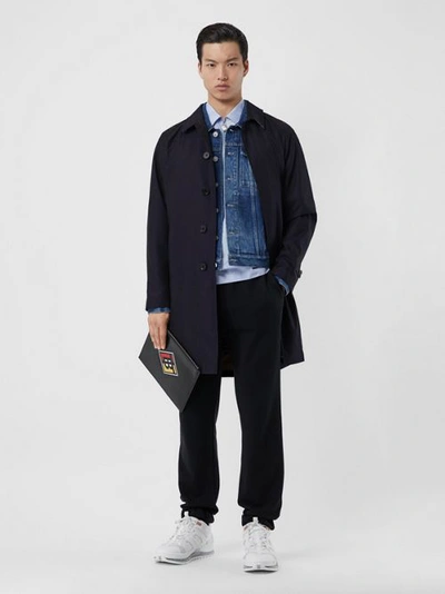 Burberry The Camden Car Coat In Blue Carbon