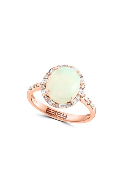 Effy 14k Rose Gold Oval Opal & Diamond Halo Ring In Pink