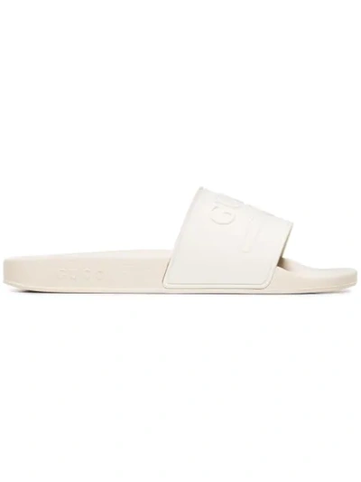Gucci Pursuit Logo-embossed Rubber Pool Slides In White