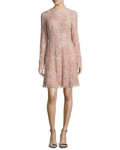 Elie Saab Long-sleeve Embellished Cocktail Dress, Opal | ModeSens