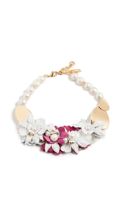Lizzie Fortunato Wildflower Collar Necklace In Gold/pearl